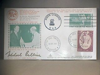 Michael Collins Autograph On Vatican Cover With Jesus & Pope