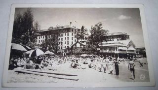 Rppc Waikiki Beach Honolulu Hawaii 1942 World War Ii Vintage Real Photo Postcard
