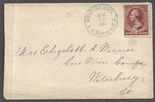 Botsford,  Ct Mar 1884 A.  B.  Blakeman,  P.  M.  Cancel Ties 2c Banknote Stamp