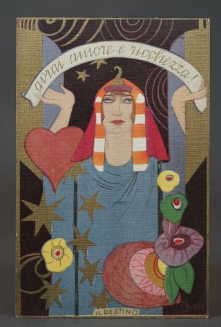 Art Deco Ballerini Fratini Chiostri Postcard Egyptian Seer Prophet Destiny Love