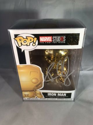 Robert Downey Jr.  Signed Funko Pop Iron Man 375 Gold Marvel