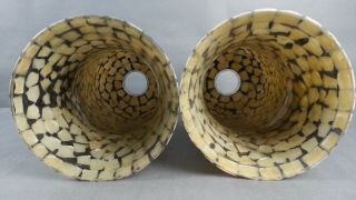 2pc Glass Mosaic Mother of Pearl Shell Overlay Lantern Globe Shade Light Candle 3