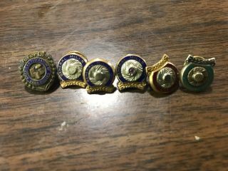 American Federation Of Grain Millers Pin & 5 10k Gold General Mills Service Pins