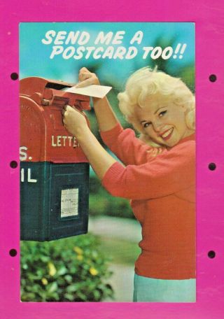 Pretty Blonde Girl At Mailbox " Send Me A Postcard Too " Color By Bunny Yeager