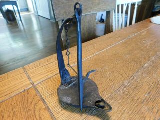 Vintage Antique Primitive Cast Iron Standing Hanging Whale Oil Lamp