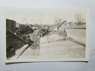 1927 Rppc Photo Postcard Train Railroad Flood Damage Barre Vermont Nr