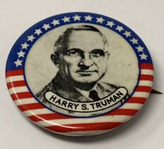 Harry S Truman Pinback Button Vintage Hard To Find Fantasy 18 - 1320