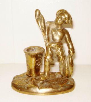 Vintage Art Deco Solid Brass Boy Figurine Bud Vase? Victorian Design Nr