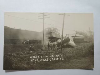 Diff 1904 - 1918 Rppc Photo Postcard Milk Train Wreck Hicks Crossing Vermont Nr