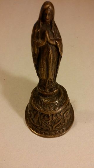 Vintage Brass Bell.  " Our Lady Of Belgium " 4 Inches Tall.  Great For A Curio.