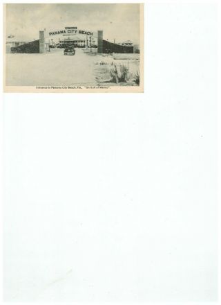 Entrance To Panama City Beach,  Florida " On Gulf Of Mexico " Rppc 1940