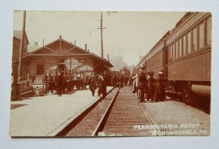 Monongahela Pennsylvania Railroad Depot Real - Photo Postcard (1911)