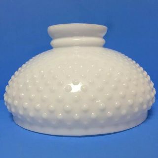 Vintage Hanging Milk Glass Hobnail Oil Lamp Shade Parlor Library 14 " Fitter