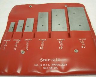 vtg L.  S.  STARRETT NO.  S 154 L PARALLELS SET OF 6 IN ORIG.  POUCH COND. 4