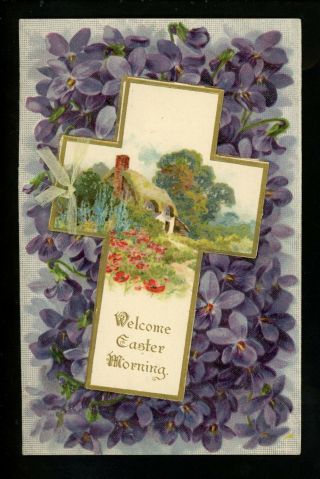 Novelty Vintage Open Booklet Postcards Easter Cross Winsch Bible Verse Murray