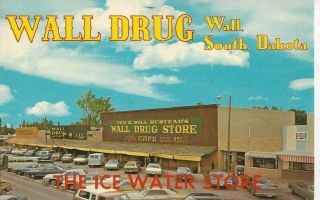 Postcard - Sd - South Dakota Wall Drug Store Ice Water Posted