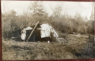 Vintage Azo Real Photo Post Card Ladies/women Camp Site Black Creek Ny 1908