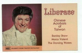 Vintage Liberace Post Card Advertising Performance In Reno Nevada " Nugget "