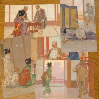 Art Metlicovitz Madama Butterfly Group Of 5 Old Postcards Opera Music