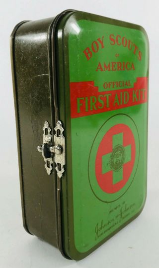 Vintage Boy Scouts of America First Aid Kit & 1939 Guide Johnson & Johnson Tin 2