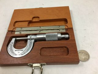 Vintage Brown & Sharpe 10ths 0 - 1 " 13 Micrometer,  In Wooden Case,  Carbide,  Nr
