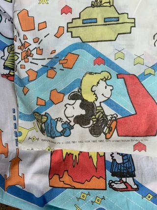 Peanuts Snoopy Video Game Arcade Sheet Twin Vtg Fitted Craft Fabric Pillowcase 2