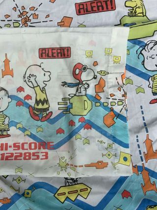 Peanuts Snoopy Video Game Arcade Sheet Twin Vtg Fitted Craft Fabric Pillowcase 4