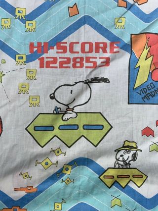 Peanuts Snoopy Video Game Arcade Sheet Twin Vtg Fitted Craft Fabric Pillowcase 5