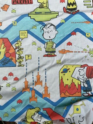 Peanuts Snoopy Video Game Arcade Sheet Twin Vtg Fitted Craft Fabric Pillowcase 6