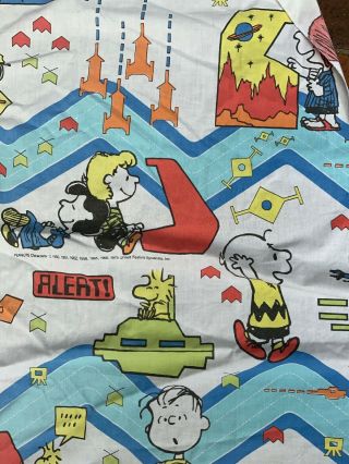 Peanuts Snoopy Video Game Arcade Sheet Twin Vtg Fitted Craft Fabric Pillowcase 7