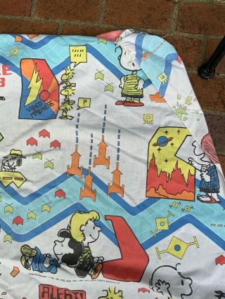 Peanuts Snoopy Video Game Arcade Sheet Twin Vtg Fitted Craft Fabric Pillowcase 8