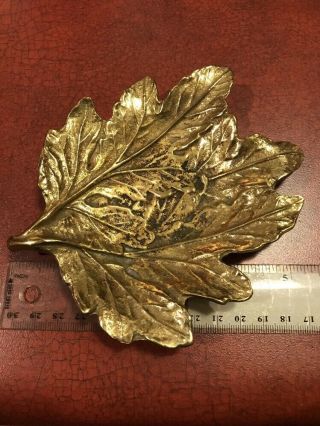 Retro Virginia Metalcrafters 1948 Chrysanthemum Leaf Trinket Dish