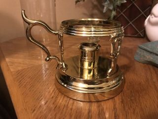 Vintage Brass Candle Holder Candleholder Chamberstick with Glass Hurricane 3