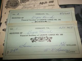 Vintage ODD FELLOWS Lodge IOOF I.  O.  O.  F.  Paperwork & Book 1903 - 1959 ORISKANY VA 3