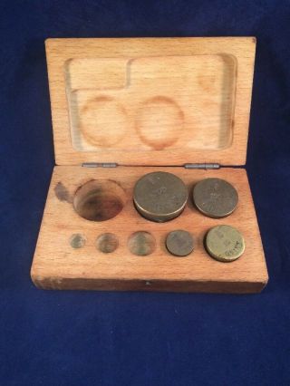 Vintage Calibration Weights In Wood Box Laboratory Scale Weights