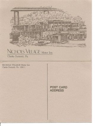 Clarks Summit,  Pa.  Nichols Village Motor Inn.  Motel.  Vintage Postcard.