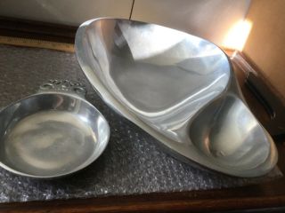 Nambe Shrimp And Sauce Bowl 560 And 224 Porringer With Wear (gratis)