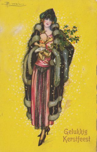 Art Deco ; Busi ; Woman Wearing Fur,  Christmas Shopping 3,  1910 - 30s