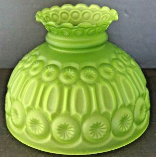 Frosted Apple Green Hurricane Lamp Glass Shade Moon & Stars Pattern