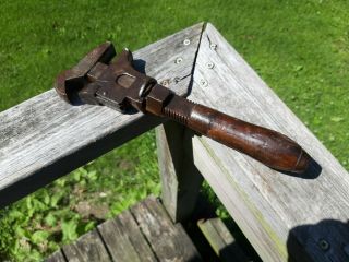 Vintage Antique 10 Inch Adjustable Wrench / Pipe Wrench - John J Power 1886