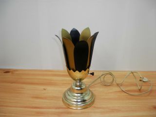 Mid Century Modern Tulip Table Lamp Black And Gold Light Bedroom Vintage Retro