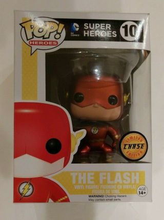 Funko Pop The Flash 10 Chase Chrome Dc Comics Heroes Rare Figure