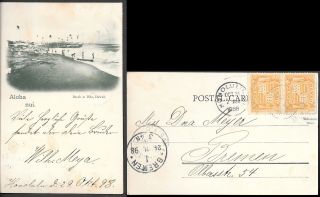 Usa Hawaii Beach At Hilo Old Postcard 1898 Mailed To Germany