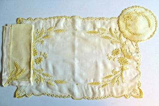 Vintage Madeira Pale Yellow Table Runner Napkins Coasters Place Mats Ethereal