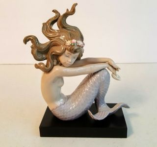 Lladro 1413 Illusion With Base Mermaid Flowers Ships