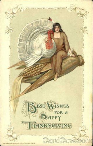 Indians Best Wishes For A Happy Thanksgiving Winsch Antique Postcard John Winsch