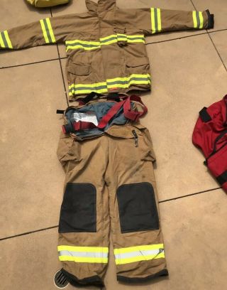 ❤️authentic Fire Department Firefighter Suit,  Jacket,  Pants & Bag Usa