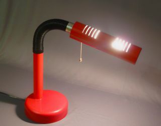 Vintage Red Articulating Desk Lamp Gooseneck Mid Century Modern Mcm Lighting