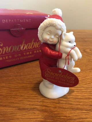 Snowbabies On The Farm Series " Totally Huggable " Figurine Dept.  56 - Baby & Cat