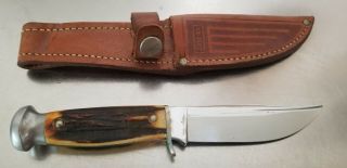 Case Xx Usa - Vintage Stag Small Hunting Knife & Leather Sheath